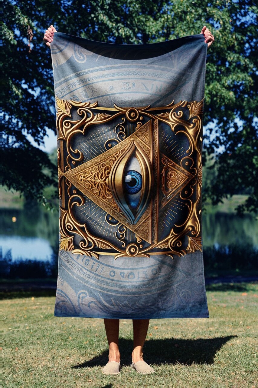 Prosop de plaja, L'essentiel Maison, Pyramid Eye 70, 70x130 cm, Multicolor - imagine 7